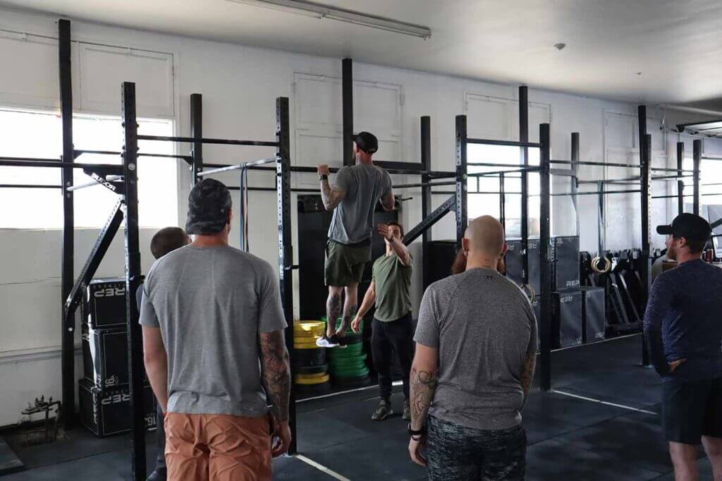 men working out in the gym